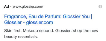 glossier mobile text ad