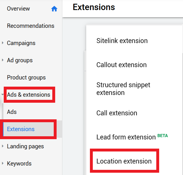 add-location-extensions-google-ads-step-1
