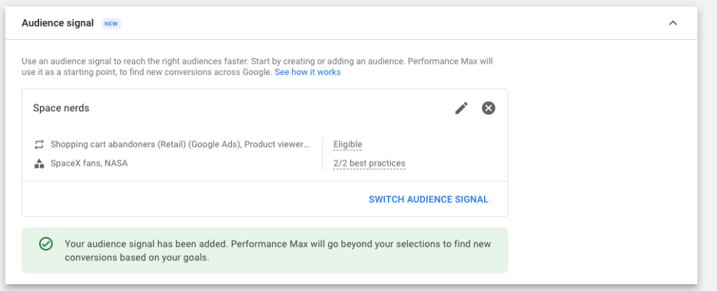 performance max audience signal