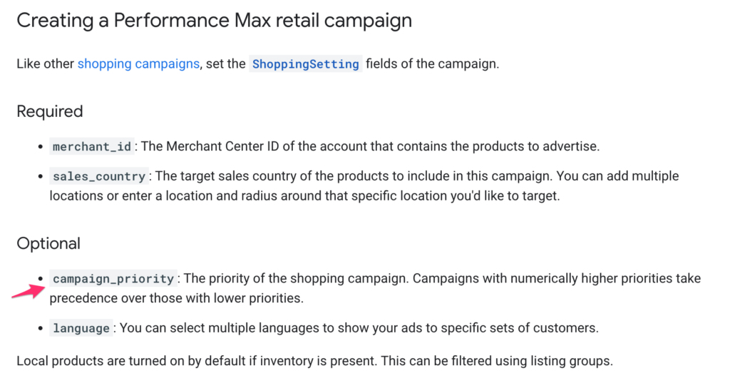 performance max campaign priority