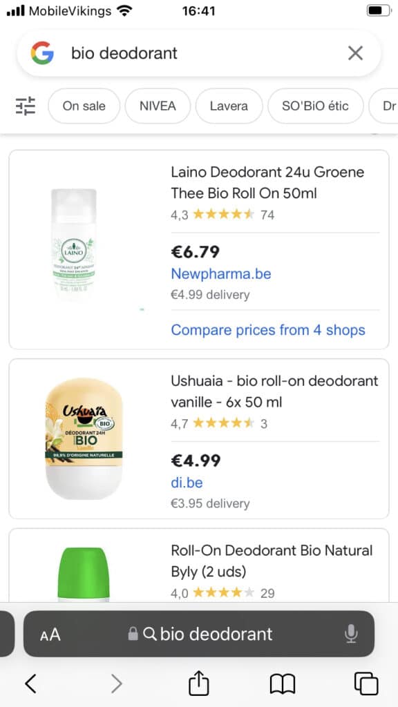 google free products listings on desktop