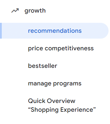 Growth and Manage Programs, located on the left side in Google Merchant Center